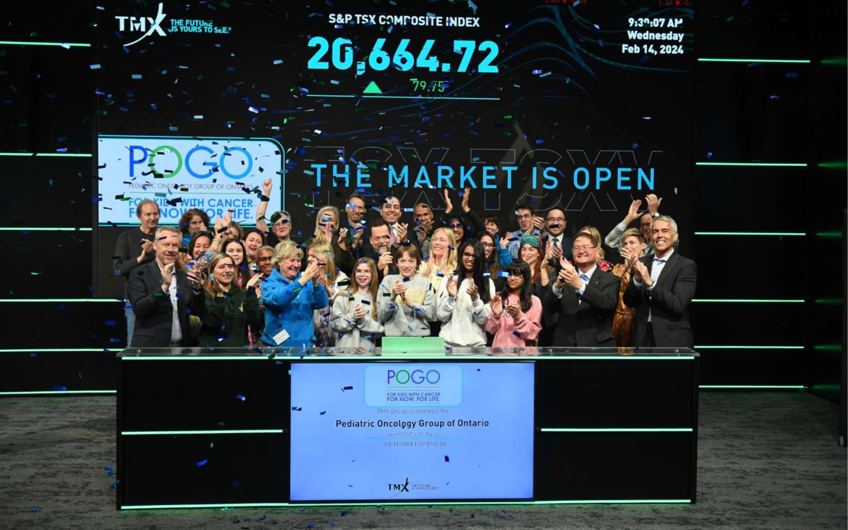 Image of Our team joined the Market Open Ceremony in support of POGO’s PJ party, an annual event that raises awareness and critical funds for childhood cancer care.